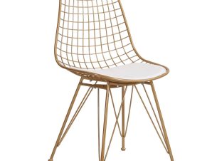 Artelibre Καρέκλα Μεταλλική FAGUS Με Μαξιλάρι Χρυσό 49x58x83.5cm