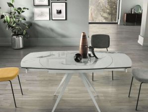 Τραπέζι Επεκτεινόμενο Achille 120x90x76cm White-Marble Capodarte