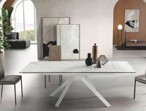 Τραπέζι Επεκτεινόμενο Nestore 160x90x76cm White-Marble Capodarte