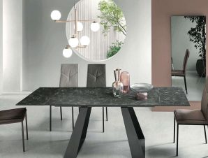 Τραπέζι Επεκτεινόμενο Tristan 160x90x76cm Black Marble-Anthracite Capodarte